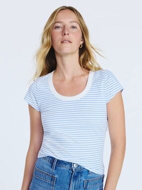 💧Free Assembly Classic Striped Shortsleeve Basic TShirt Light Blue Medium